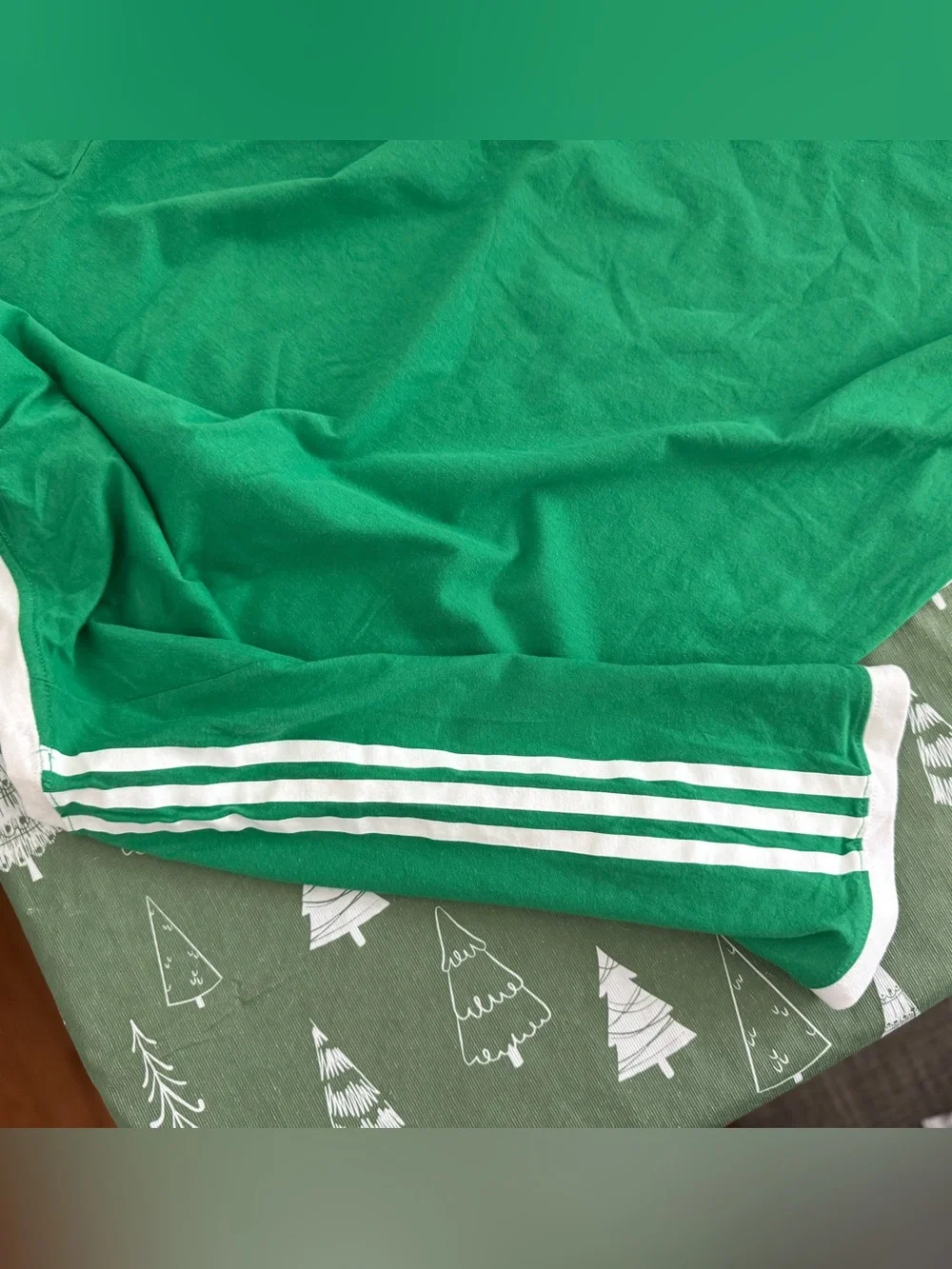 adidas Green Short Sleeve Tee with White Logo & Stripes
